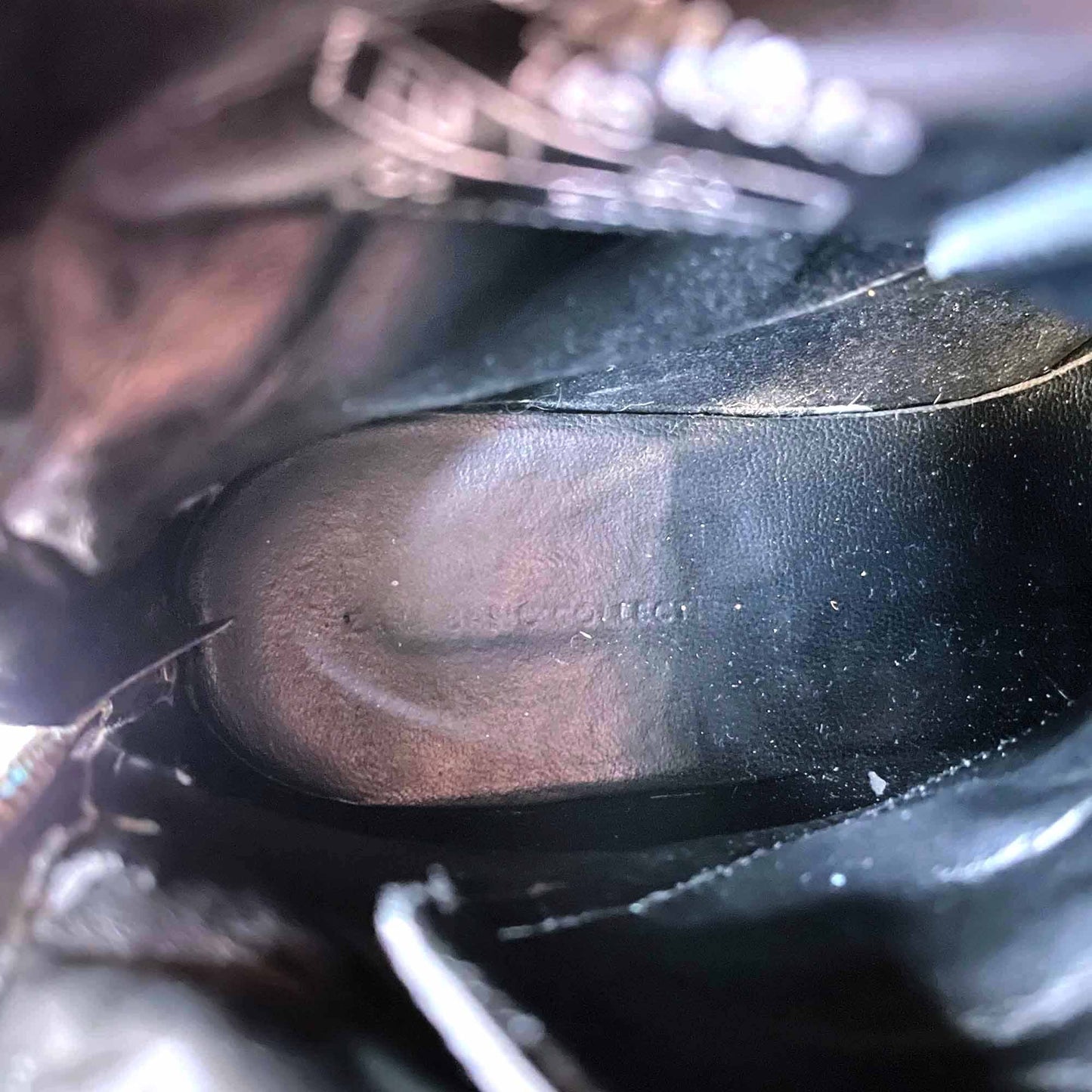 zara black leather ankle combat boots with pearls - size  38