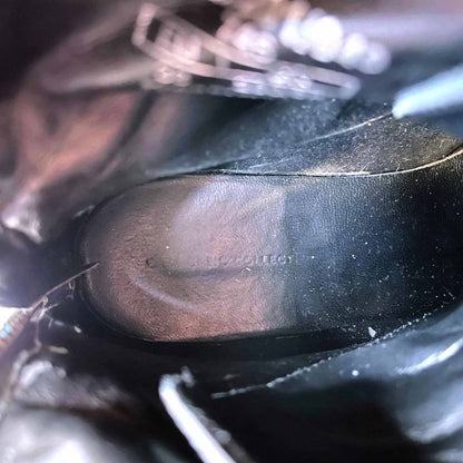 zara black leather ankle combat boots with pearls - size  38