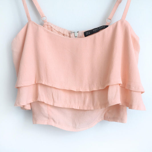 NWOT Zara peach layered crop tank - size Medium