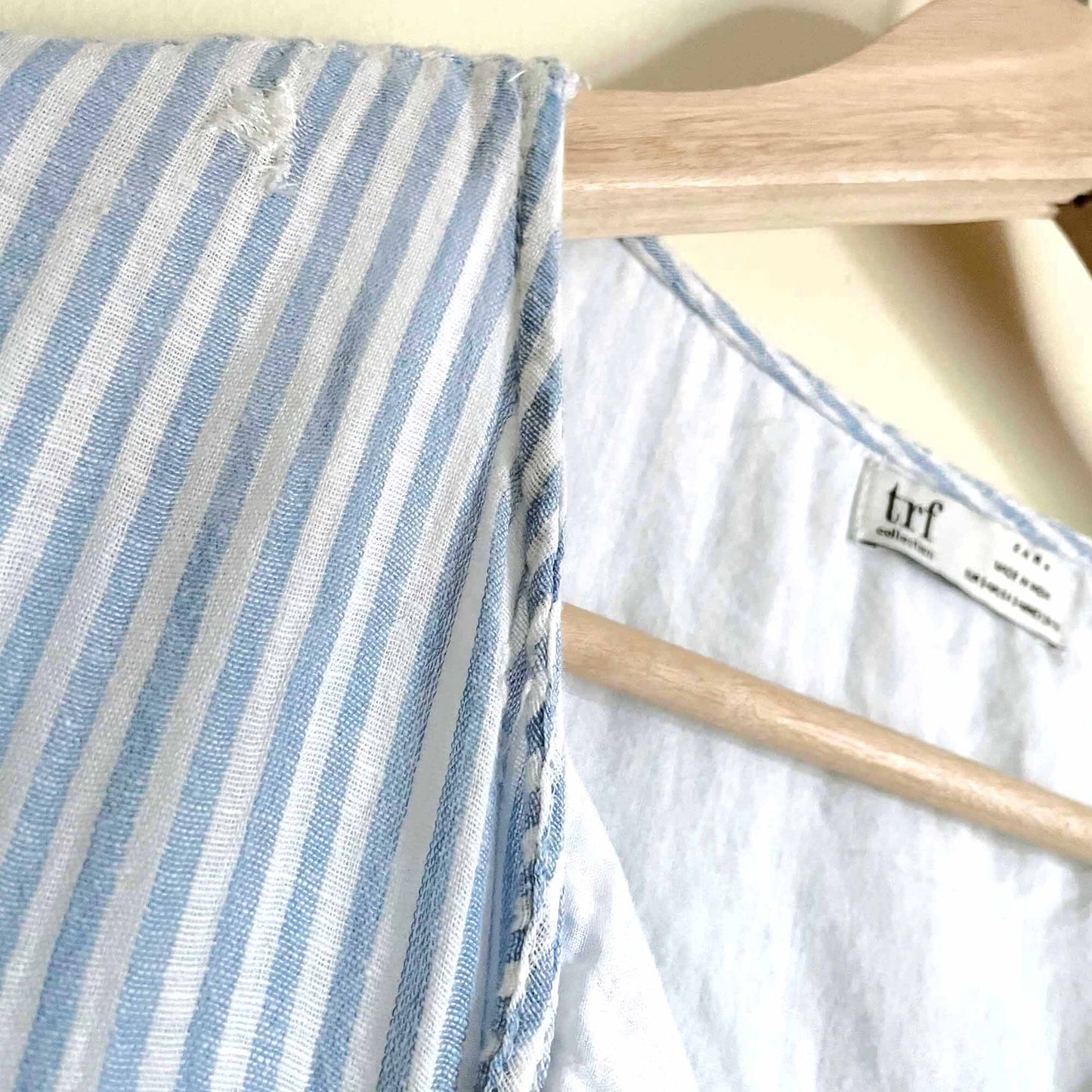 zara trf striped pom pom babydoll eyelet sundress - size medium