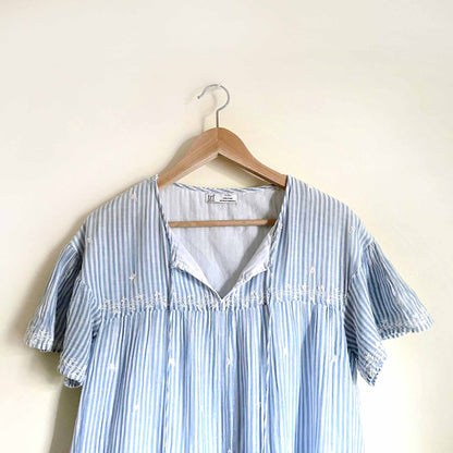 zara trf striped pom pom babydoll eyelet sundress - size medium