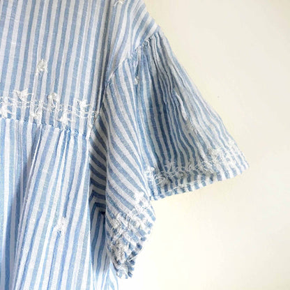 zara trf striped pom pom babydoll eyelet sundress - size medium