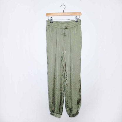 Zara drawstring high rise satin joggers - size Medium