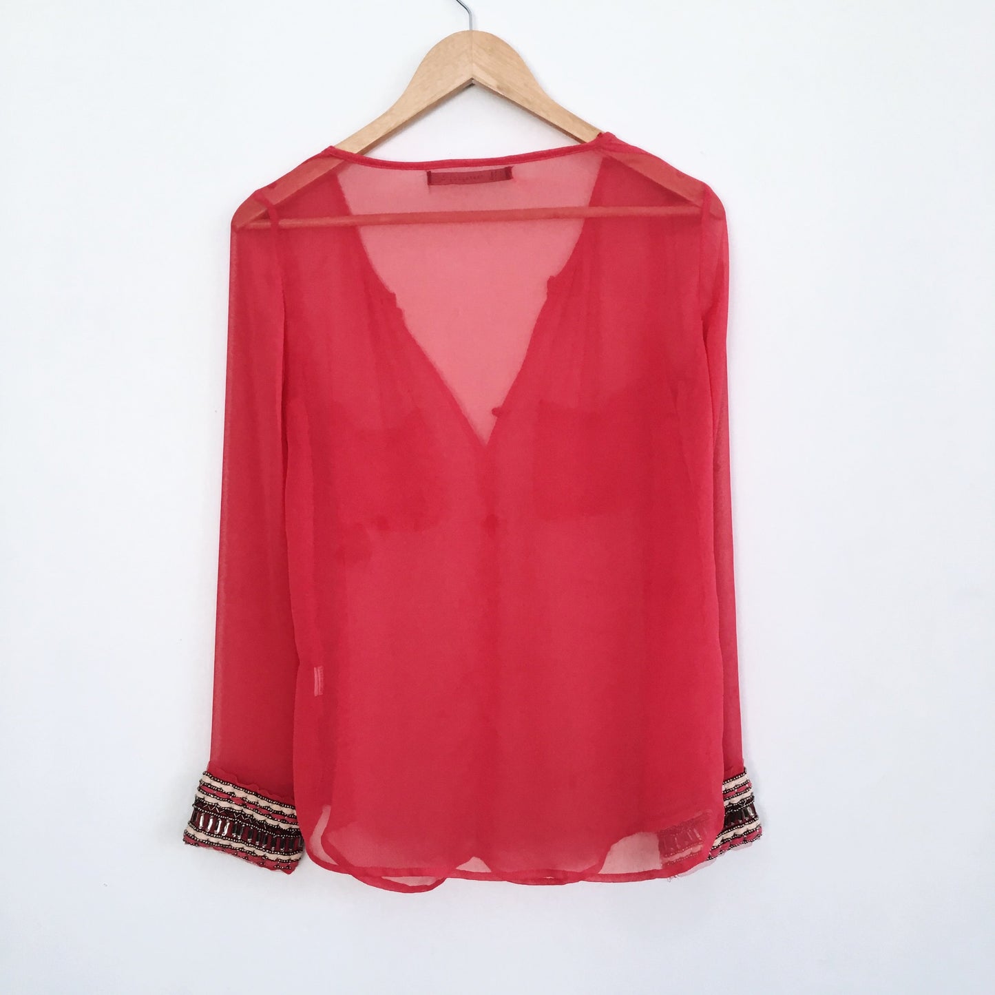 Zara Blouse with Beaded Cuffs - size Small