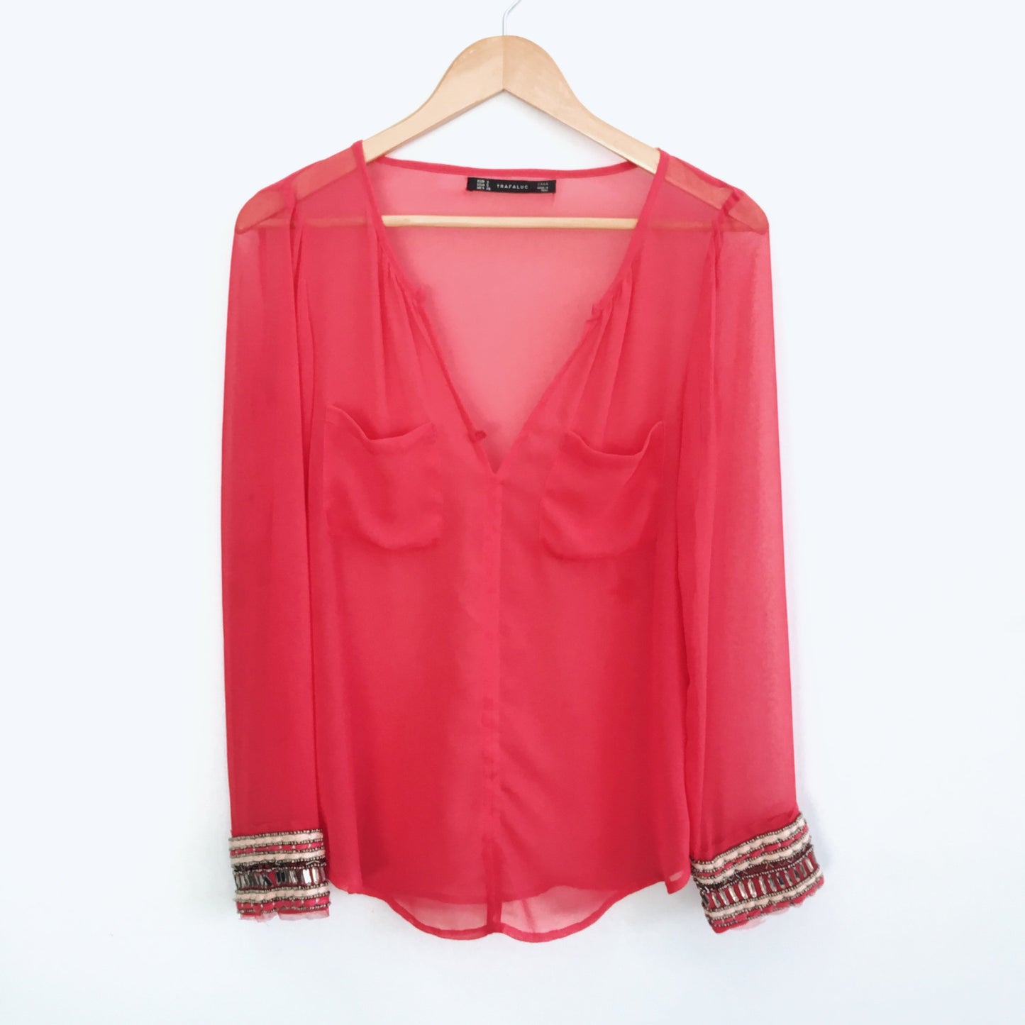 Zara Blouse with Beaded Cuffs - size Small
