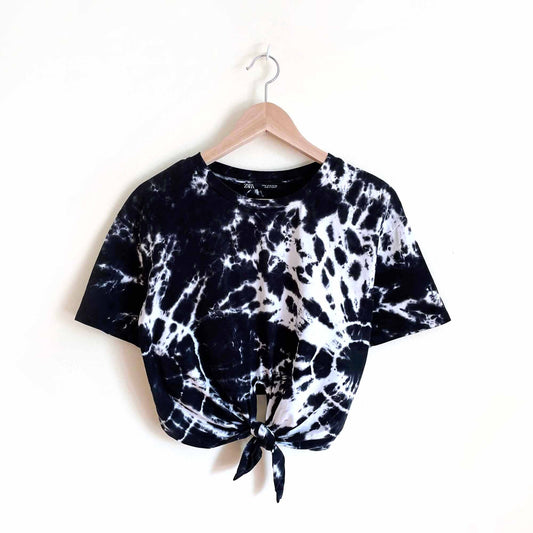zara tie-dye cropped tie front tee - size small