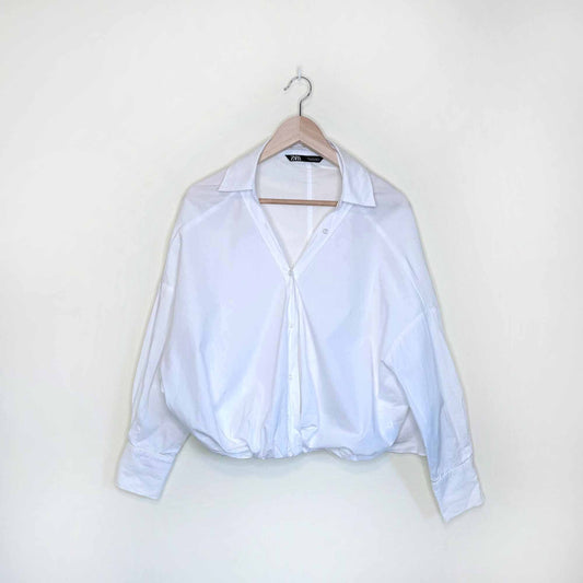zara oversized white button down dress shirt - size small