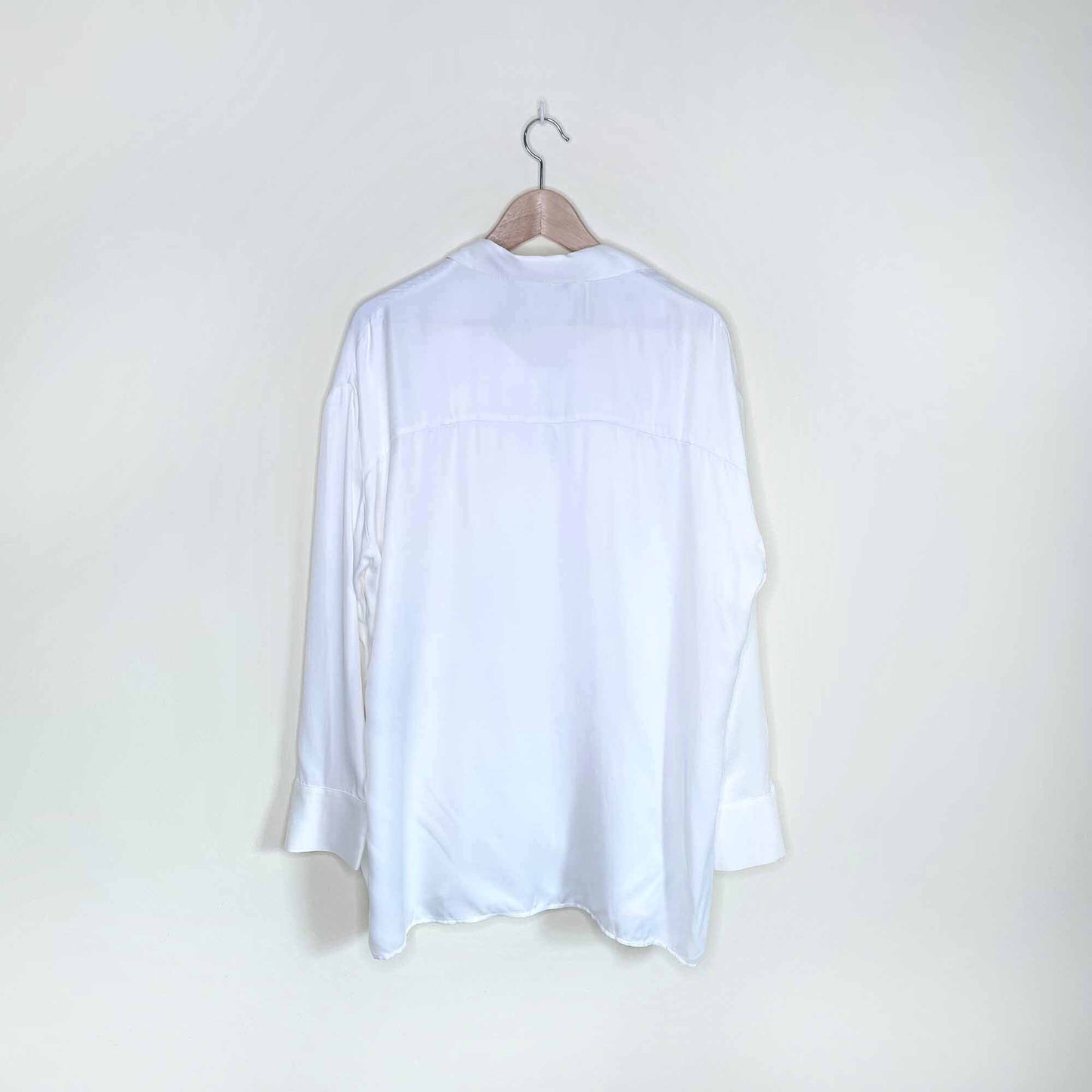 zara oversized white satin button down shirt - size xs