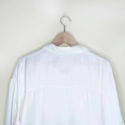 zara oversized white satin button down shirt - size xs