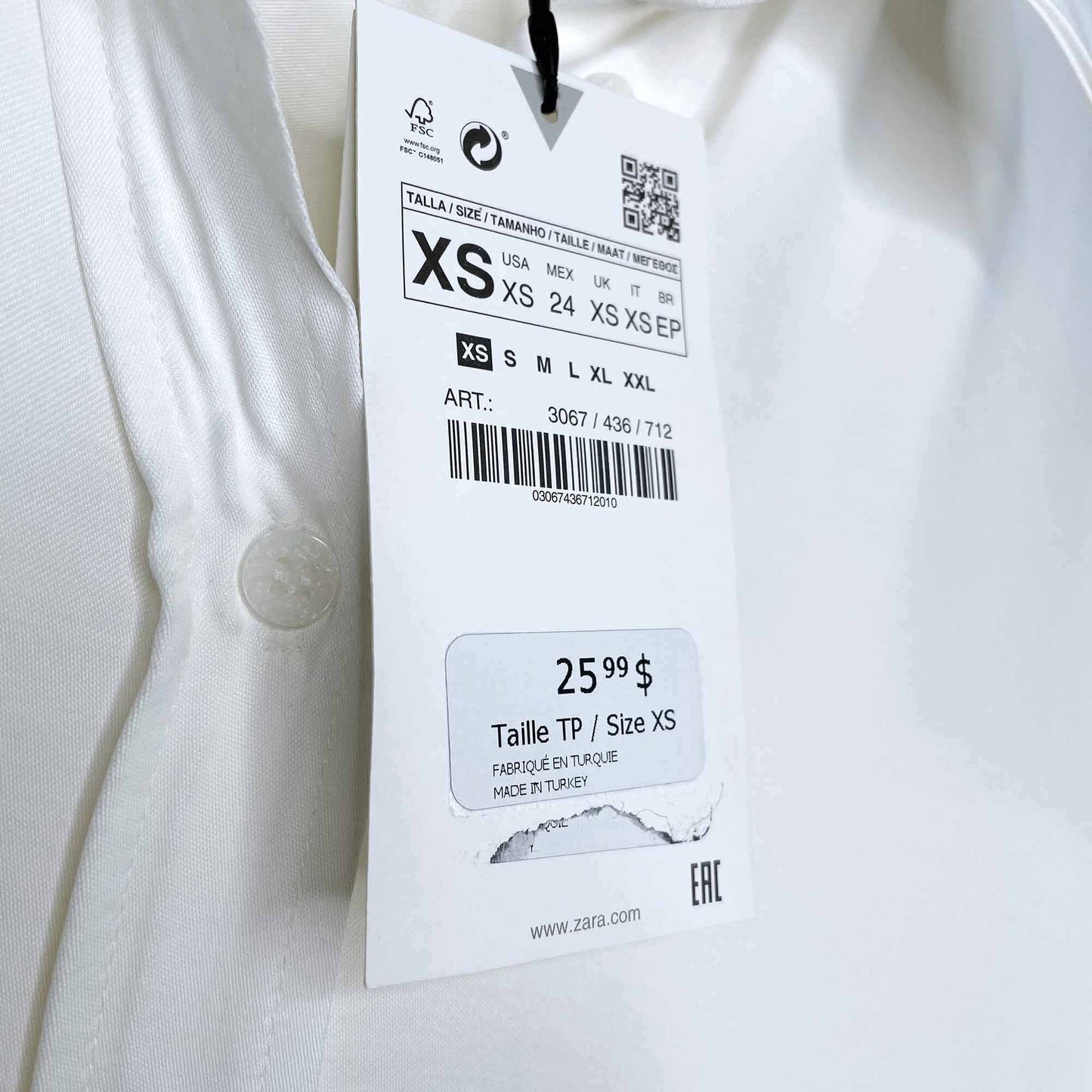 zara oversized white satin button down shirt - size xs